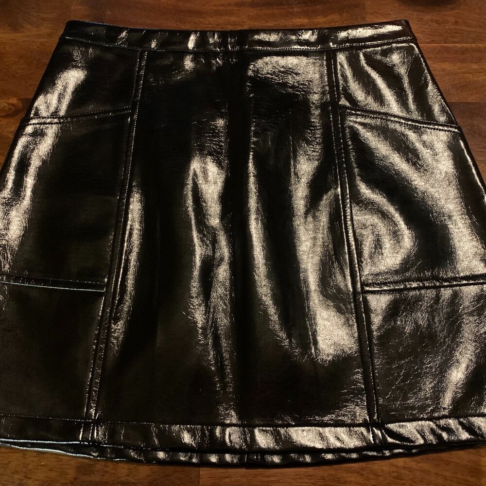 Black Shiny Mini Skirt XXL 16-18